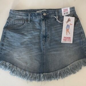 Celebrity Pink Women's Frayed Hem Denim Jean Skirt NWT